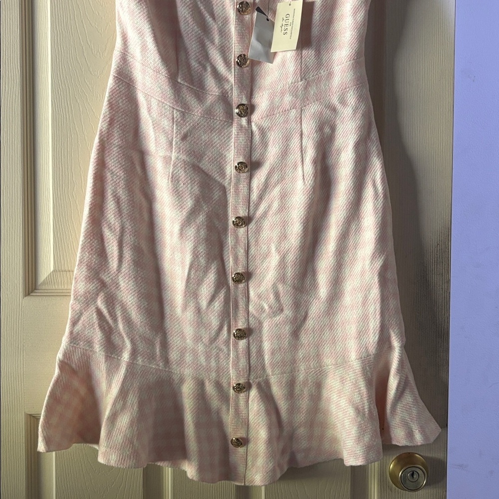 Guess Women's Pink and White Mini Dress - Picture 2 of 5